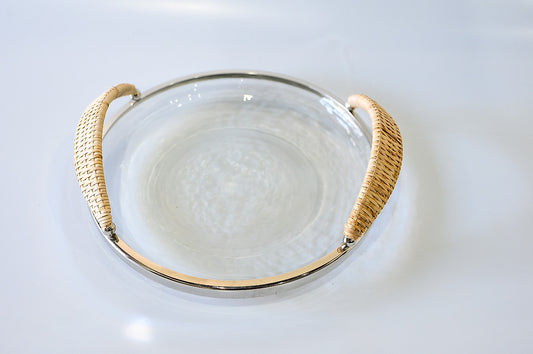 Bandeja Redonda com Alça em Rattan