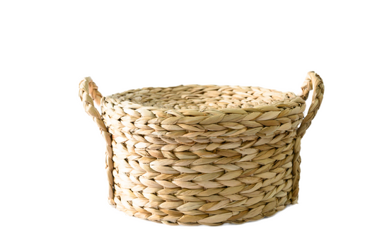 Cesta com Tampa em Fibra Natural Trançada
